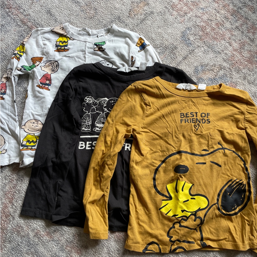 EUC H&M boys Peanuts Tshirts set of 3 size 6-7